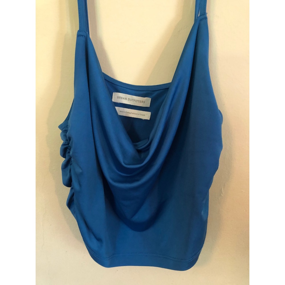 Urban Outfitters Blue Cowl Neck crop Cami Top Ruched Side Sleeveless Small